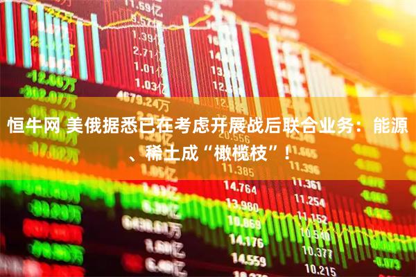 恒牛网 美俄据悉已在考虑开展战后联合业务：能源、稀土成“橄榄枝”！
